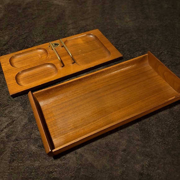 Vintage Solid American Walnut Wooden Valet Tray Organizer - Picture 2 of 3